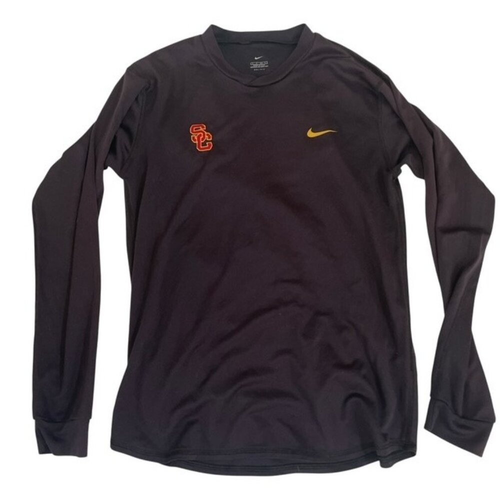 Nike USC Trojans Long Sleeve Dri-Fit Shirt Small Black NCAA Athletic Top